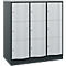 C+P Schließfachschrank Resisto, 3 Abteile, 9 Fächer, B 1148 x T 640 x H 1255 mm, Lichtgrau/Anthrazitgrau