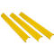 Three yellow, rectangular cable channels on a white background. They are slightly angled and have a small recess at the ends.