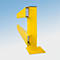 Yellow impact protection device against a blue background.