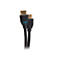 Zwei schwarze HDMI-Kabel mit goldfarbenen Anschlüssen. Auf einem Stecker steht "C2G" in Blau.