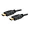 Zwei schwarze HDMI-Kabel mit vergoldeten Anschlüssen. Der Stecker ist in Großaufnahme zu sehen.