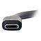 Ein USB-C-Stecker. Der Stecker ist dunkelgrau, mit einer länglichen, abgerundeten Form.