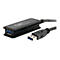 Schwarzer USB-Hub mit USB-3-Anschlüssen, daneben ein USB-Kabel mit Stecker.