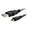 Ein schwarzes USB-Kabel mit einem USB-A- und einem Micro-USB-Anschluss.