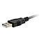 Ein USB-Kabel mit schwarzem Stecker und hellem Metallende, vor weißem Hintergrund.