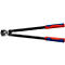Long, black wire cutter with red and blue handles. Marked: KNIPEX 71 72 200 Germany.