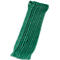 A green, ribbed textile, likely an armband or similar garment. It has a rounded shape with a hole at one end.