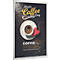 Affiche avec une tasse de café, un cœur et le texte Happy Coffee Day et Coffee and friends make the perfect blend.