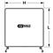 Esquisse d'un mur d'outils rectangulaire avec roues, dimensions H et L, logo 'KS TOOLS'.