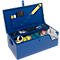 Caisse de transport, compartiment pour documents, compartiment amovible pour outils, L 830 x l 440 x H 340 mm, tôle d'acier, RAL 5010