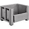 Caisse-palette - polyéthylène - L 1200 x l 1000 x H 760 mm - 610 litres - 4 pieds - avec 1 paroi rabattable