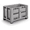 Caisse-palette - polyéthylène - L 1200 x l 800 x H 760 mm - 470 litres - 4 pieds - avec 1 paroi rabattable