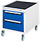 Caisson à roulettes Rau pour bureaux réglables en hauteur Jerry, Tom, série E, Adlatus, 2 tiroirs, L 480 x P 600 x H 540 mm, gris clair/bleu gentiane