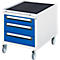 Caisson à roulettes Rau pour bureaux réglables en hauteur Jerry, Tom, série E et Adlatus, 3 tiroirs, L 480 x P 600 x H 540 mm, gris clair/bleu gentiane
