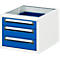 Caisson à roulettes Rau pour bureaux réglables en hauteur Jerry, Tom, série E et Adlatus, 3 tiroirs, L 480 x P 600 x H 540 mm, gris clair/bleu gentiane