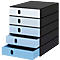 Caisson à tiroirs Styro Styroval Pro Color Flow, pour les formats jusqu'à C4, 5 tiroirs fermés, bleu/noir, dégradé de couleurs
