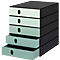 Caisson à tiroirs Styro Styroval Pro Color Flow, pour les formats jusqu'à C4, 5 tiroirs fermés, vert / noir, dégradé de couleurs