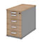 Caisson d'extension BARI, tiroir plumier, 4 tiroirs, verrouillable, l. 433 x P 800 x H 720 mm, coloris chêne/gris moyen