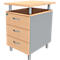 Caisson fixe ARLON OFFICE, avec plateau de table, 3 tiroirs, l. 450 x P 600 x H 730 mm, verrouillable, hêtre