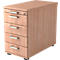 Caisson fixe TARVIS, 1 tiroir-plumier, verrouillable, 4 tiroirs, l. 428 x P 800 x H 720-760 mm, coloris noyer
