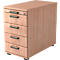 Caisson fixe TOPAS LINE, 4 tiroirs, 1 tiroir-plumier, verrouillable, coloris noyer/coloris noyer