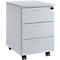 Caisson mobile 333, 3 tiroirs, verrouillables, poignées métalliques, 4 roulettes doubles pivotantes, L 404 x P 500 x H 590 mm, gris