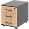 Caisson mobile 333 TEMPIO, en bois, 3 tiroirs (1 avec serrure), L 430 x P 500 x H 550 mm, anthracite/chêne cendré