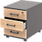 Caisson mobile 333 TEMPIO, en bois, 3 tiroirs (1 avec serrure), L 430 x P 500 x H 550 mm, anthracite/chêne cendré
