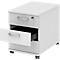 Caisson mobile BARI, tiroir-plumier, 3 tiroirs, verrouillable, l. 427 x P 600 x H 544 mm, blanc/blanc/alu