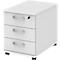 Caisson mobile BARI, tiroir-plumier, 3 tiroirs, verrouillable, l. 427 x P 600 x H 544 mm, blanc/blanc/alu