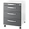 Caisson mobile LOGIN - 3 tiroirs et 1 tiroir à ustensiles - L 432 x P 580 x H 595 mm - verrouillage central - blanc/graphite - notre marque Schäfer Shop Select 