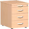 Caisson mobile PALENQUE, 3 tiroirs, l. 430 x P 600 x H 566 mm, hêtre