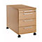 Caisson roulant 1333, 3 tiroirs &amp; 1 tiroir à ustensiles, verrouillable, poignées carrées, bois/acier/plastique, L 434 x P 600 x H 613 mm, décor hêtre