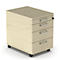 Caisson roulant BEXXSTAR, 1 tirette-plumier verrouillable &amp; 3 tiroirs, L 430 x P 600 x H 600 mm, décor érable