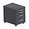 Caisson roulant BEXXSTAR, 1 tirette-plumier verrouillable &amp; 3 tiroirs, L 430 x P 600 x H 600 mm, noir