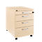 Caisson roulant BEXXSTAR, 1 tirette-plumier verrouillable &amp; 3 tiroirs, L 430 x P 800 x H 600 mm, décor érable