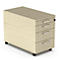 Caisson roulant BEXXSTAR, 1 tirette-plumier verrouillable &amp; 3 tiroirs, L 430 x P 800 x H 600 mm, décor érable