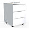 Caisson roulant Dalosa, 3 tiroirs sans poignée, L 390 x P 450 x H 550 mm, bois, blanc