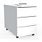 Caisson roulant Dalosa, 3 tiroirs sans poignée, L 390 x P 700 x H 550 mm, bois, blanc