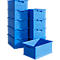 Caja apilable SSI Schäfer Serie 14/6-2, volumen 21 l, hasta 30 kg, asas encastradas y portaetiquetas, polipropileno, azul, 10 unidades