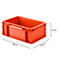 Caja con dimensiones norma europea EF 3120, 4,2 l, L 300 x An 200 x Al 120 mm, rojo
