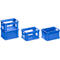 Caja con dimensiones norma europea EF 4220, L 400 x An 300 x Al 220 mm, capacidad 20,4 l, capacidad de carga 15 kg, apilable, polipropileno, azul
