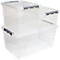 Caja de almacenaje Sunware Q-LINE, clips de cierre, transparente, apilable, 120 l, L 800 x A 500 x A 380 mm, gris