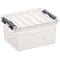 Caja de almacenaje Sunware Q-LINE, clips de cierre, transparente, apilable, 2 l, L 200 x A 150 x A 100 mm, gris