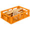 Caja de panadería Euro Box, apta para alimentos, capacidad 27 litros, versión calada, amarillo-naranja