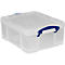 Caja de transporte Really Useful Box, volumen 18 l, L 480 x W 390 x H 200 mm, apilable, con tapa y asas plegables, PP reciclado, transparente