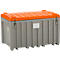 Caja de transporte y plataforma CEMO CEMbox 400, polietileno, 400 l, L 1200 x A 790 x H 750 mm, apilable, gris/naranja