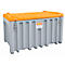Caja de transporte y plataforma CEMO CEMbox 400, polietileno, 400 l, L 1200 x A 810 x H 750 mm, apilable, con grúa, gris/naranja