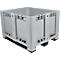 Caja industrial, Euronorm, volumen 610 l, hasta 450 kg, apilable, con 3 guías, cerrada, L 1200 x A 1000 x H 780 mm, polietileno, gris