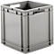 Caja norma europea serie EF 4440, de PP, capacidad 53,9 l, paredes cerradas, asidero, gris